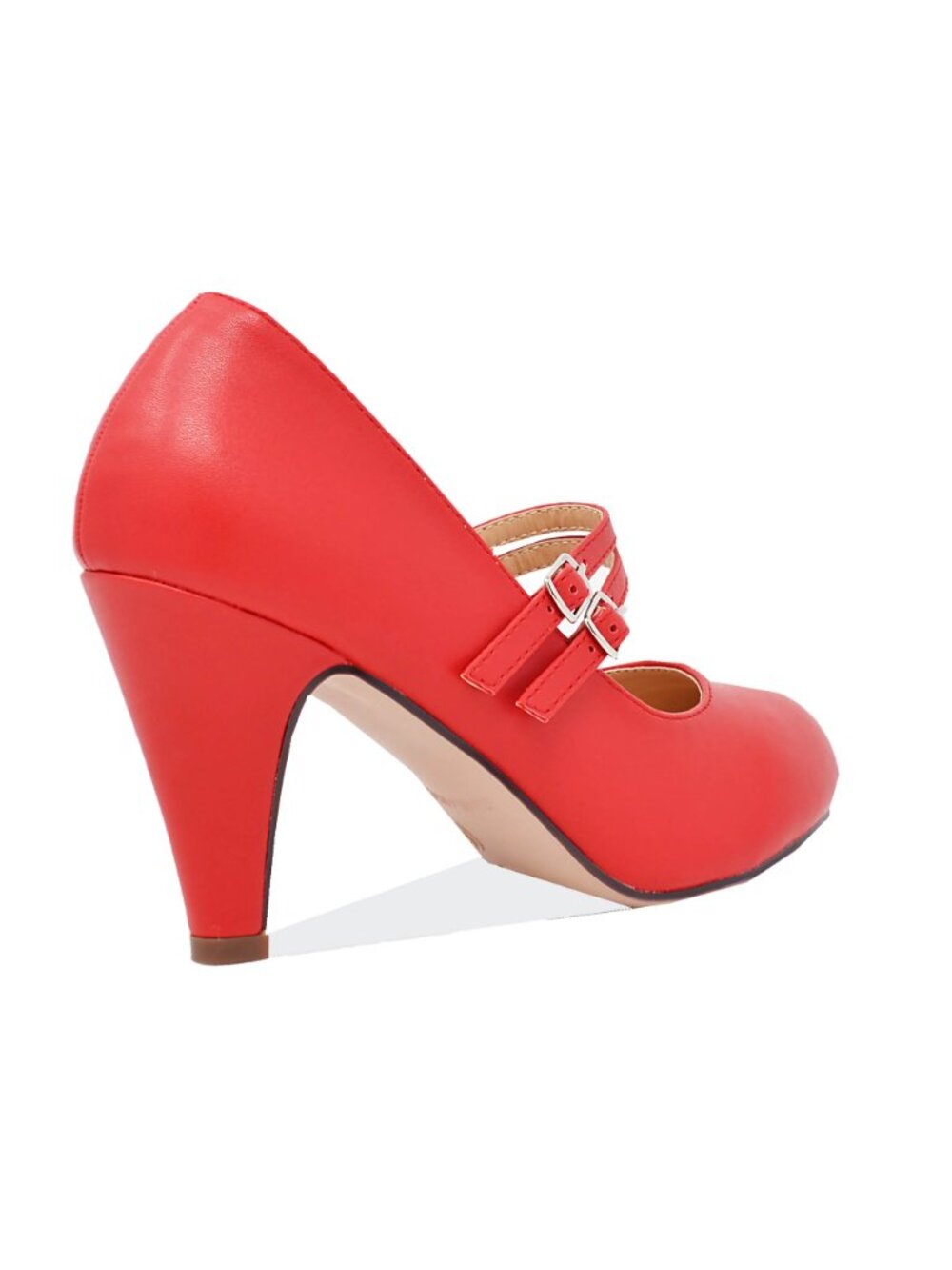 Women’s Double Strap Mary Jane Heels – Retro Round Toe Pumps - Picture 6 of 6